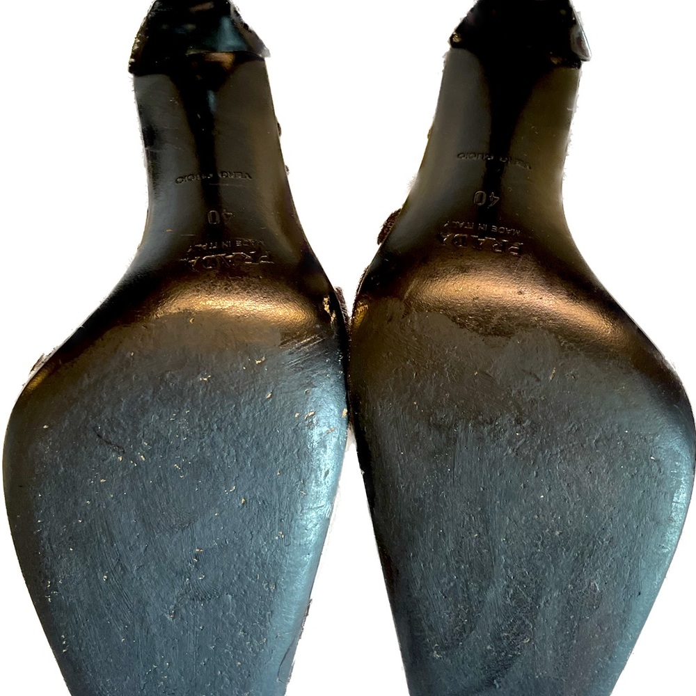 Prada Black and White Pony hair animal print vintage heels. Size 40 or 9 - Picture 4 of 6